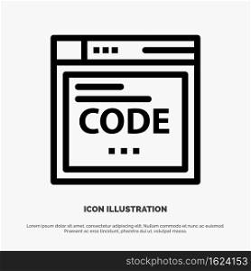 Browser, Internet, Code, Coding Vector Line Icon