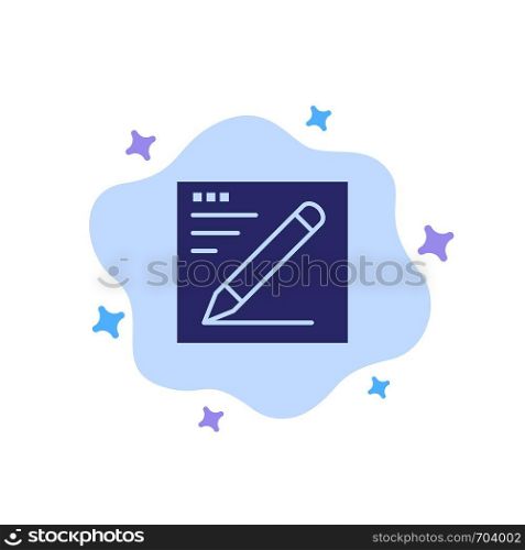 Browser, Pencil, Text, Education Blue Icon on Abstract Cloud Background