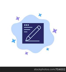 Browser, Pencil, Text, Education Blue Icon on Abstract Cloud Background