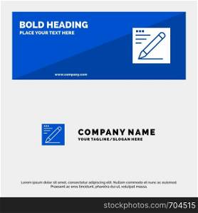 Browser, Pencil, Text, Education SOlid Icon Website Banner and Business Logo Template