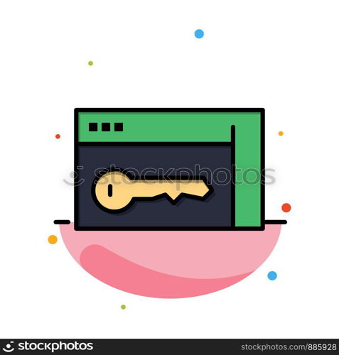 Browser, Security, Key, Room Abstract Flat Color Icon Template