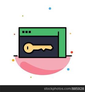 Browser, Security, Key, Room Abstract Flat Color Icon Template