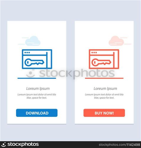 Browser, Security, Key, Room Blue and Red Download and Buy Now web Widget Card Template