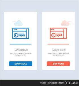 Browser, Security, Key, Room Blue and Red Download and Buy Now web Widget Card Template