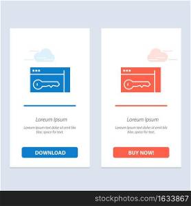 Browser, Security, Key, Room  Blue and Red Download and Buy Now web Widget Card Template