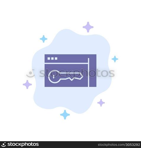 Browser, Security, Key, Room Blue Icon on Abstract Cloud Background