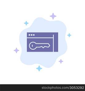 Browser, Security, Key, Room Blue Icon on Abstract Cloud Background