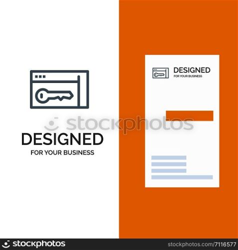 Browser, Security, Key, Room Grey Logo Design and Business Card Template