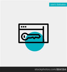 Browser, Security, Key, Room turquoise highlight circle point Vector icon