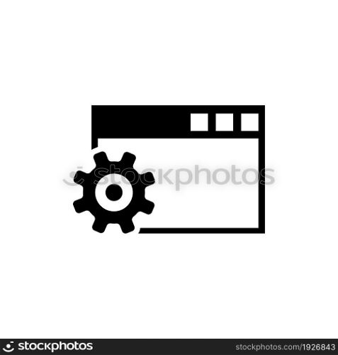 Browser Setup, Configure Settings. Flat Vector Icon illustration. Simple black symbol on white background. Browser Setup, Configure Settings sign design template for web and mobile UI element. Browser Setup, Configure Settings Flat Vector Icon