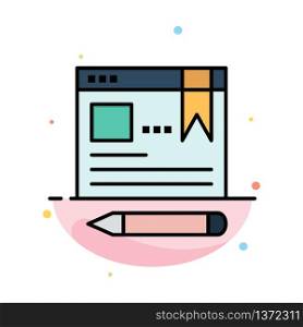 Browser, Text, Pen, Education Abstract Flat Color Icon Template