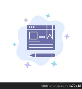 Browser, Text, Pen, Education Blue Icon on Abstract Cloud Background