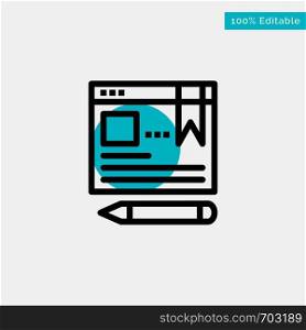 Browser, Text, Pen, Education turquoise highlight circle point Vector icon