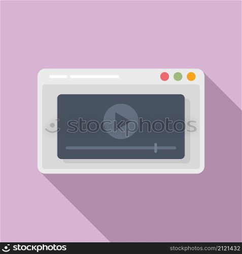 Browser video play icon flat vector. Media stream. Watch live. Browser video play icon flat vector. Media stream