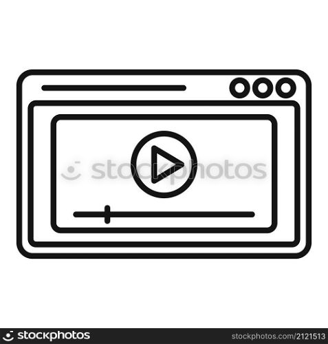 Browser video play icon outline vector. Media stream. Watch live. Browser video play icon outline vector. Media stream