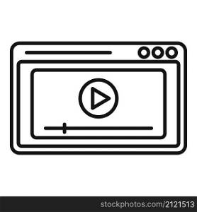 Browser video play icon outline vector. Media stream. Watch live. Browser video play icon outline vector. Media stream