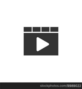 Browser video player icon flat. White pictogram on black background. Vector illustration symbol and bonus icons. Browser video player icon flat