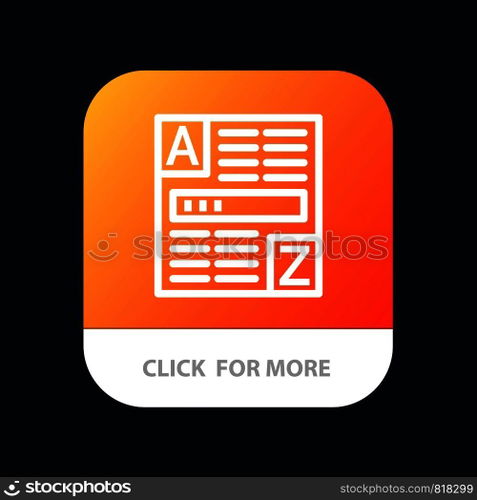 Browser, Web, Code, Internet Mobile App Button. Android and IOS Line Version