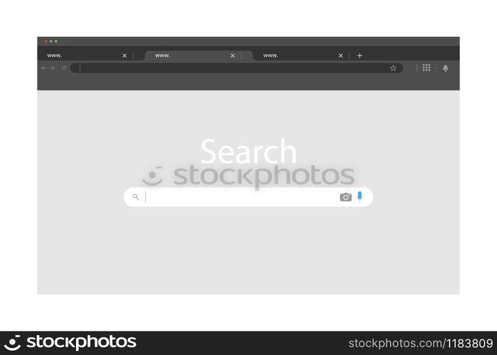 Browser Window in modern simple flat design. Empty internet page. Browser Window, isolated on white background. Screen mockup for web Browser. Vector illustration