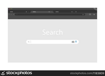 Browser Window in modern simple flat design. Empty internet page. Browser Window, isolated on white background. Screen mockup for web Browser. Vector illustration