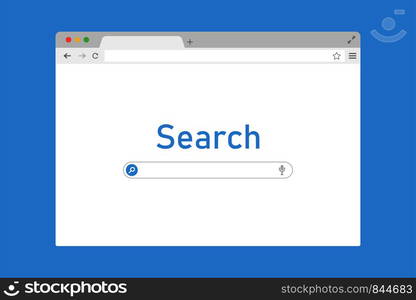 Browser window with search site. Internet technology. World wide web. Mock up screen device. EPS 10. Browser window with search site. Internet technology. World wide web. Mock up screen device.