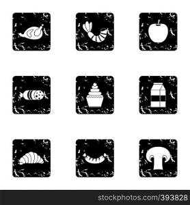 Brunch icons set. Grunge illustration of 9 brunch vector icons for web. Brunch icons set, grunge style