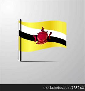 Brunei waving Shiny Flag design vector