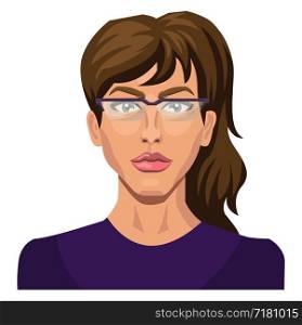 Brunette girl with glasses illustration vector on white background