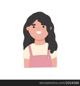 Brunette little girl flat style vector illustration Smiling little girl in casual clothes. Brunette little girl flat style vector illustration