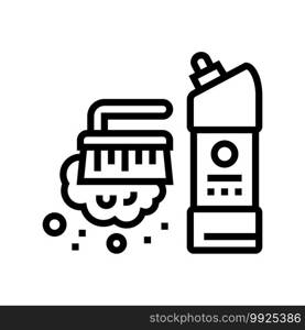 brush and cleaning liquid line icon vector. brush and cleaning liquid sign. isolated contour symbol black illustration. brush and cleaning liquid line icon vector illustration