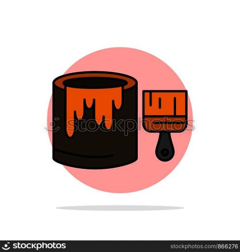Brush, Bucket, Paint, Painting Abstract Circle Background Flat color Icon