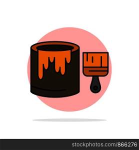 Brush, Bucket, Paint, Painting Abstract Circle Background Flat color Icon