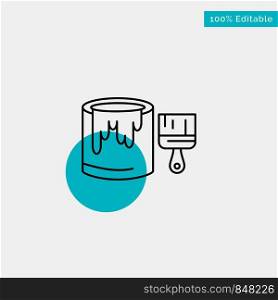 Brush, Bucket, Paint, Painting turquoise highlight circle point Vector icon