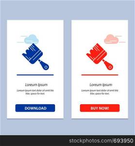 Brush, Building, Construction, Paint Blue and Red Download and Buy Now web Widget Card Template