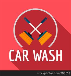 Brush car wash logo. Flat illustration of brush car wash vector logo for web design. Brush car wash logo, flat style
