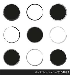 Brush circles. Circle frame set. Round shape. Vector illustration. EPS 10.. Brush circles. Circle frame set. Round shape. Vector illustration.