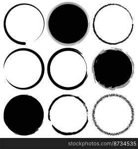 Brush circles. Circle frame set. Round shape. Vector illustration. stock image. EPS 10.. Brush circles. Circle frame set. Round shape. Vector illustration. stock image.