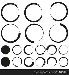 Brush circles in retro style. Circle frame set. Vector illustration. EPS 10.. Brush circles in retro style. Circle frame set. Vector illustration.