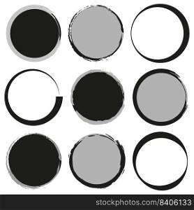 Brush circles in retro style. Circle frame set. Vector illustration. EPS 10.. Brush circles in retro style. Circle frame set. Vector illustration.