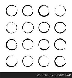 Brush circles. Round shape. Circle frame set. Vector illustration. Stock image. EPS 10.. Brush circles. Round shape. Circle frame set. Vector illustration. Stock image. 