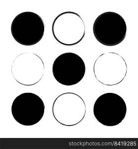 Brush circles. Round shape. Circle frame set. Vector illustration. Stock image. EPS 10.. Brush circles. Round shape. Circle frame set. Vector illustration. Stock image. 