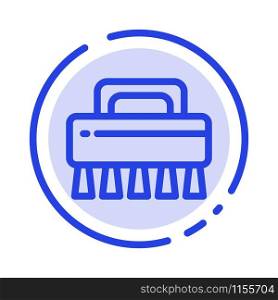 Brush, Cleaning, Set Blue Dotted Line Line Icon