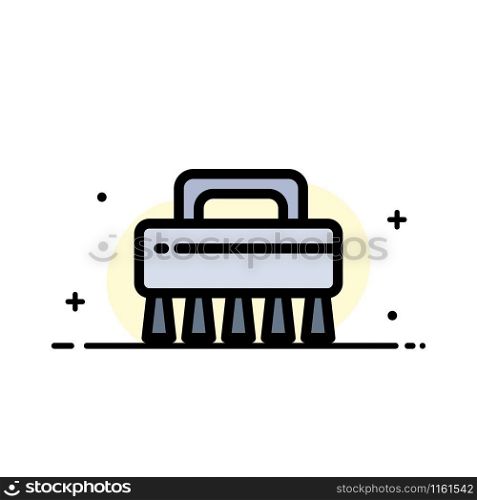 Brush, Cleaning, Set Business Flat Line Filled Icon Vector Banner Template