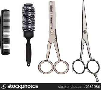 brush comb and barber scissors. brush comb and barber scissors -
