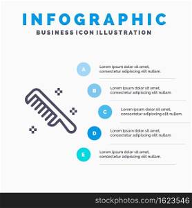 Brush, Comb, Cosmetic, Clean Line icon with 5 steps presentation infographics Background