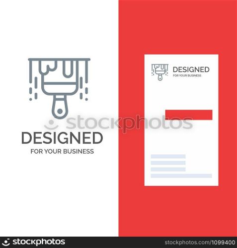 Brush, Construction, Paint Grey Logo Design and Business Card Template