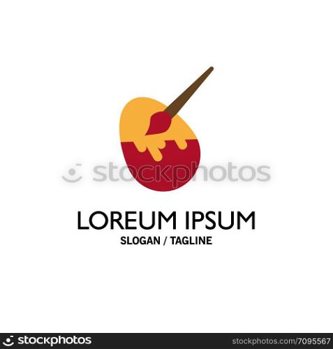 Brush, Easter, Egg, Painting Business Logo Template. Flat Color