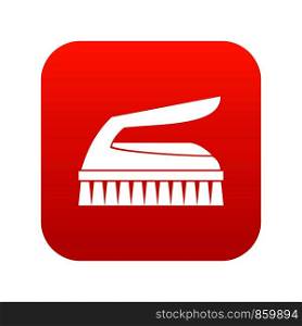 Brush for cleaning icon digital red for any design isolated on white vector illustration. Brush for cleaning icon digital red