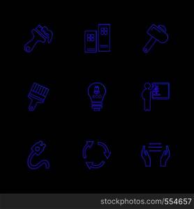 brush , hammer , bulb , hardware , tools , constructions , labour , icon, vector, design, flat, collection, style, creative, icons , wrench , work ,
