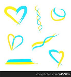 Brush heart ukraine strokes in abstract style. Flag ukraine, brush stroke background. Vector illustration. stock image. EPS 10. . Brush heart ukraine strokes in abstract style. Flag ukraine, brush stroke background. Vector illustration. stock image.